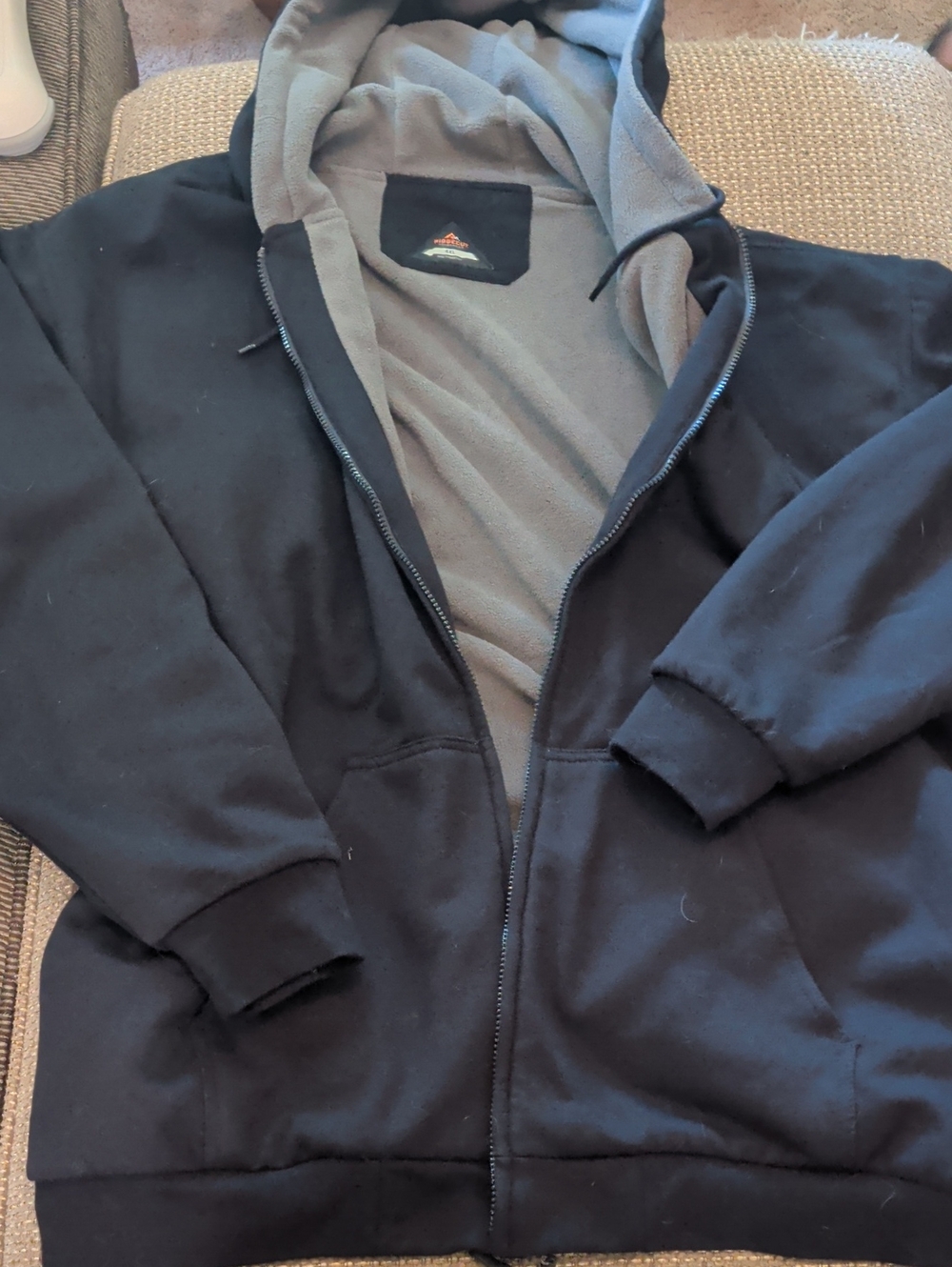 Men's Navy Zip-Up Hoodie with Gray Fleece Lining